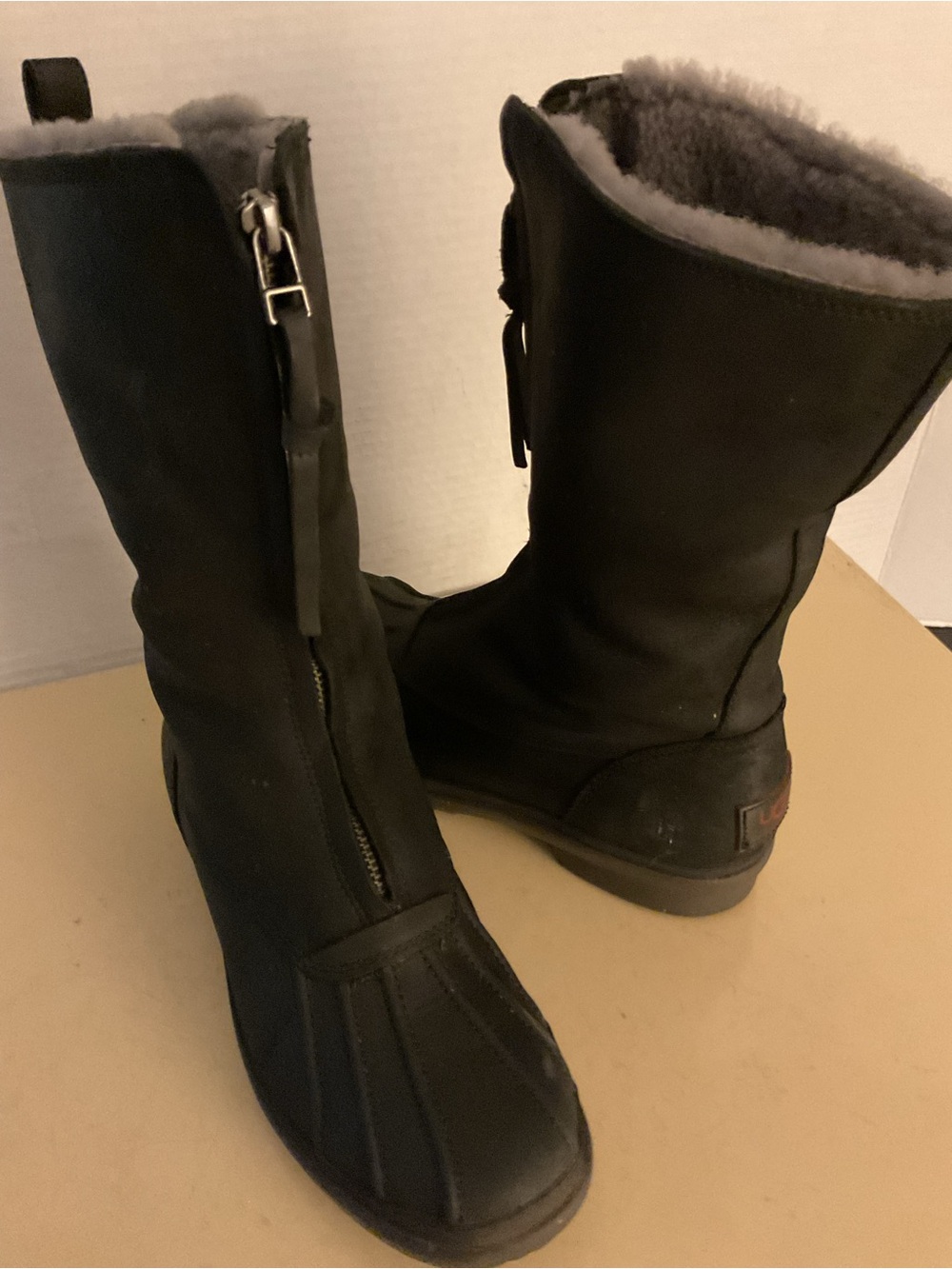 UGG Black Winter Zip-Front Shearling-Lined Boots